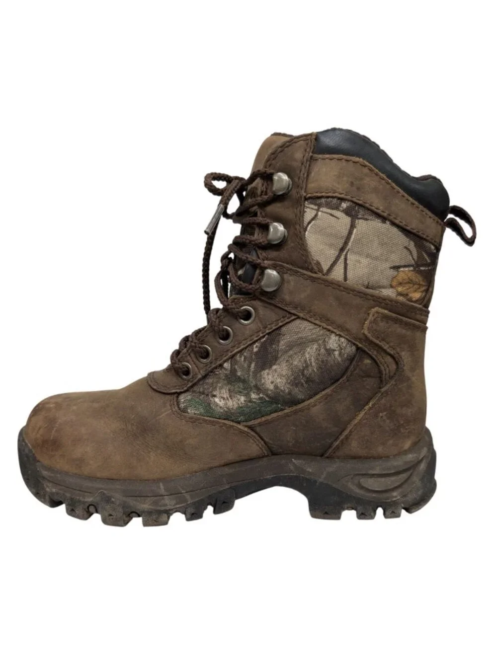 Field & Stream Camo Hunting Boots Boys Leather HydroProof Ultra Thinsulate Sz 3